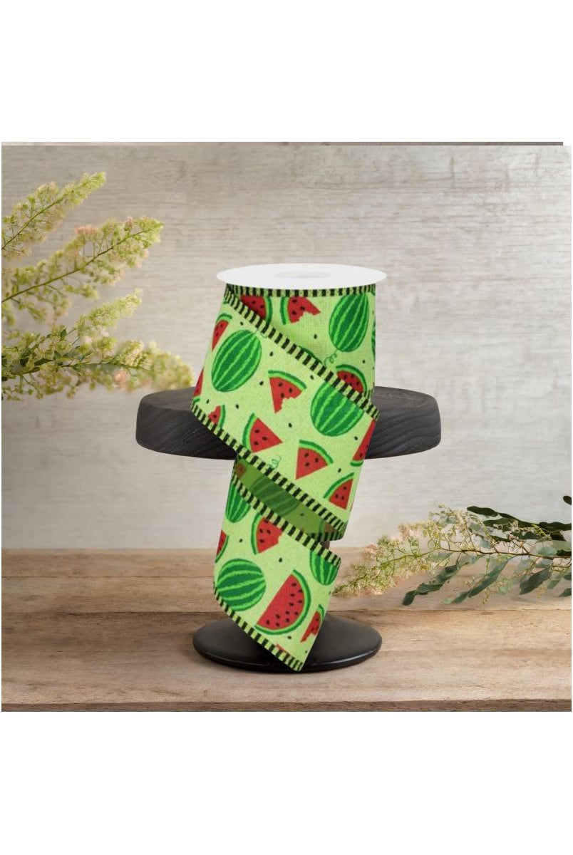 Shop For 2.5" Watermelon Slices Thin Stripe Ribbon: Green (10 Yards)