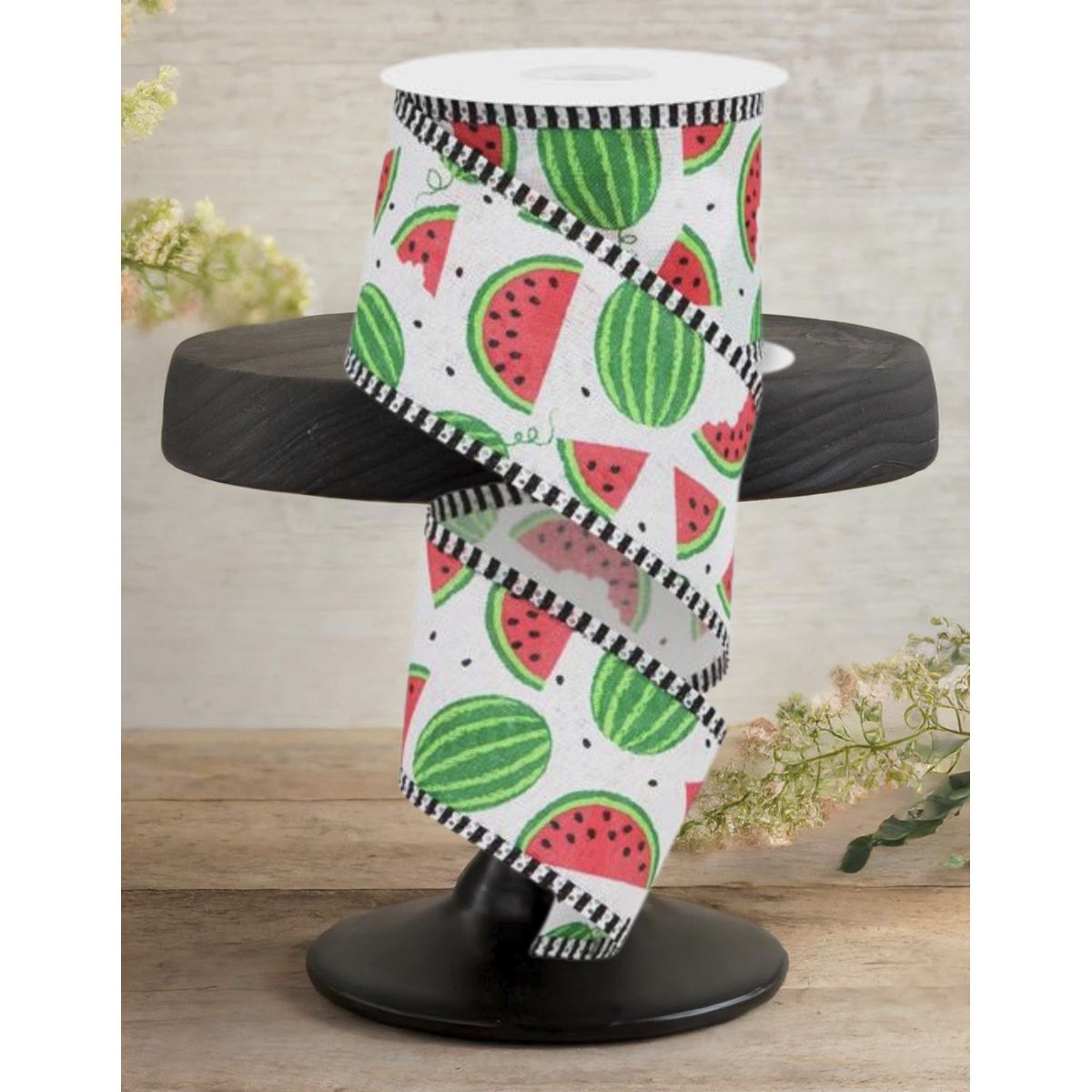 Shop For 2.5" Watermelon Slices Thin Stripe Ribbon: White (10 Yards)