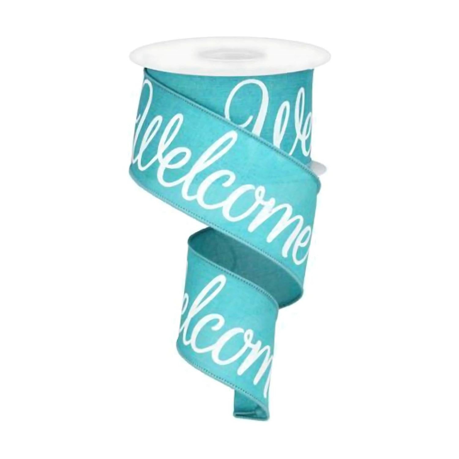 Shop For 2.5" Welcome Royal Ribbon: Light Teal (10 Yards)