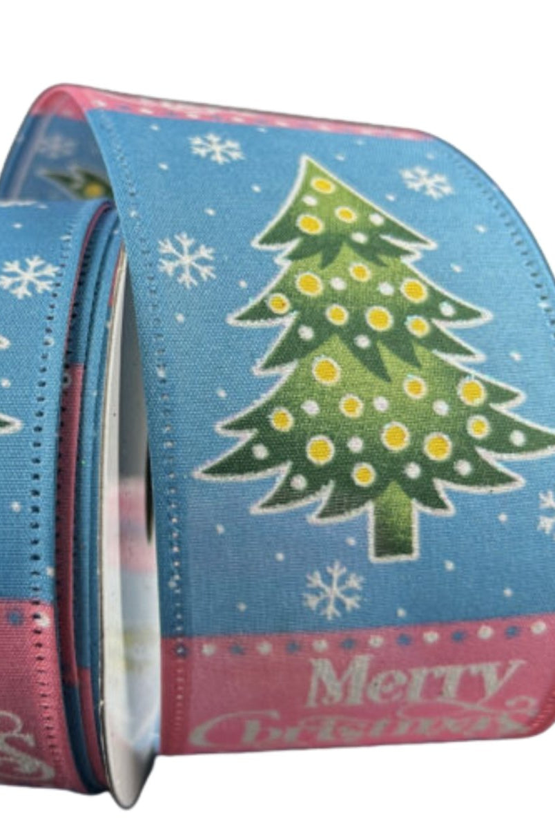 Shop For 2.5" Whimsy Merry Christmas Ribbon: Pink & Blue