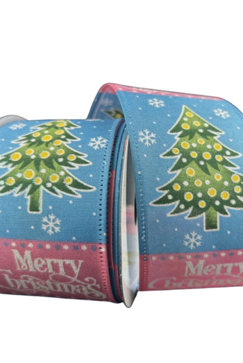 Shop For 2.5" Whimsy Merry Christmas Ribbon: Pink & Blue