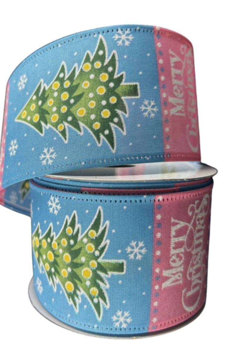 Shop For 2.5" Whimsy Merry Christmas Ribbon: Pink & Blue