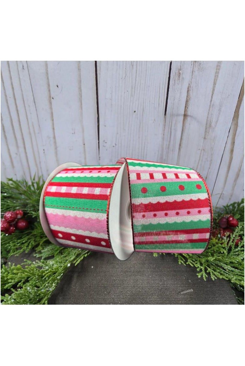 Shop For 2.5" Whimsy Stripe Ribbon: Red, Mint, Pink (10 Yards)