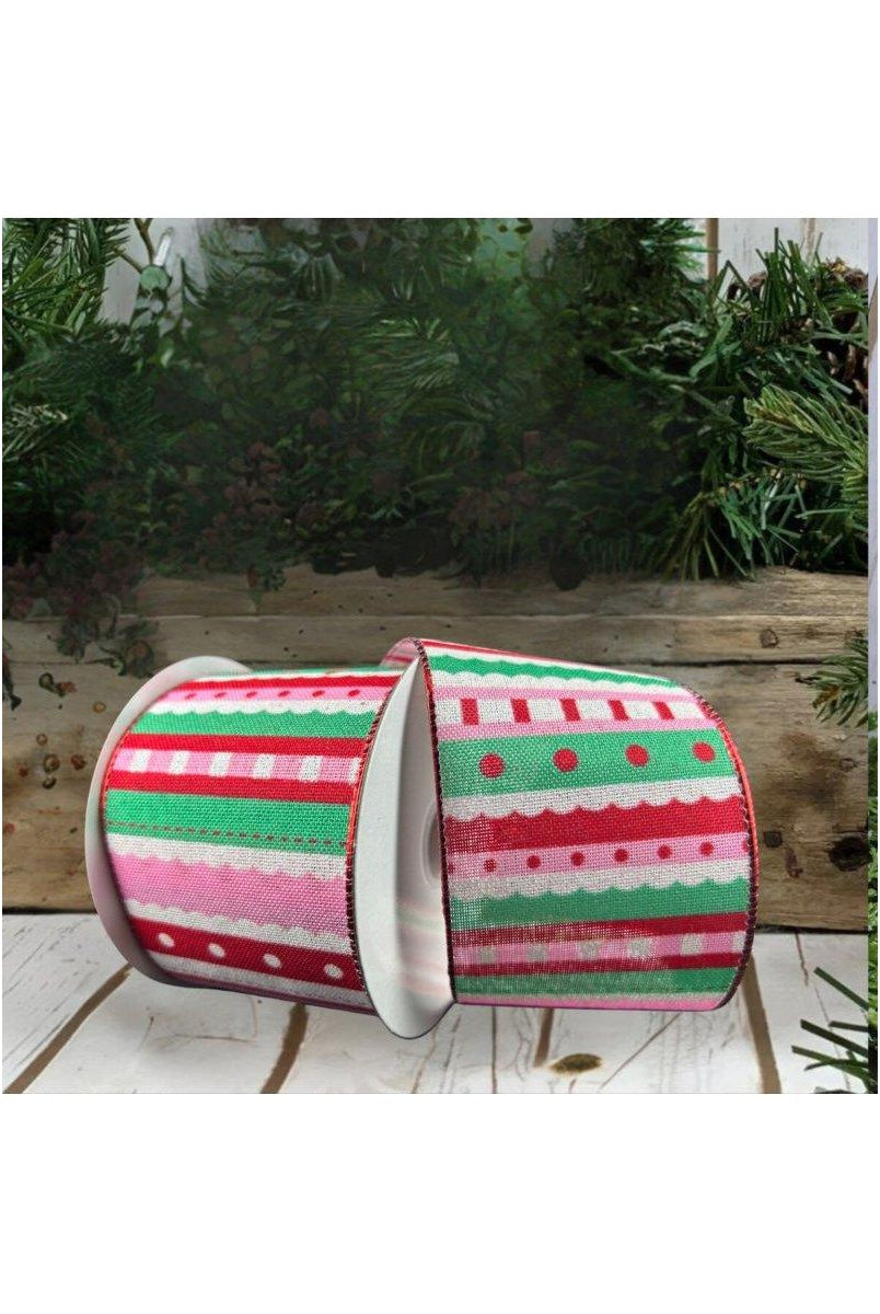 Shop For 2.5" Whimsy Stripe Ribbon: Red, Mint, Pink (10 Yards)