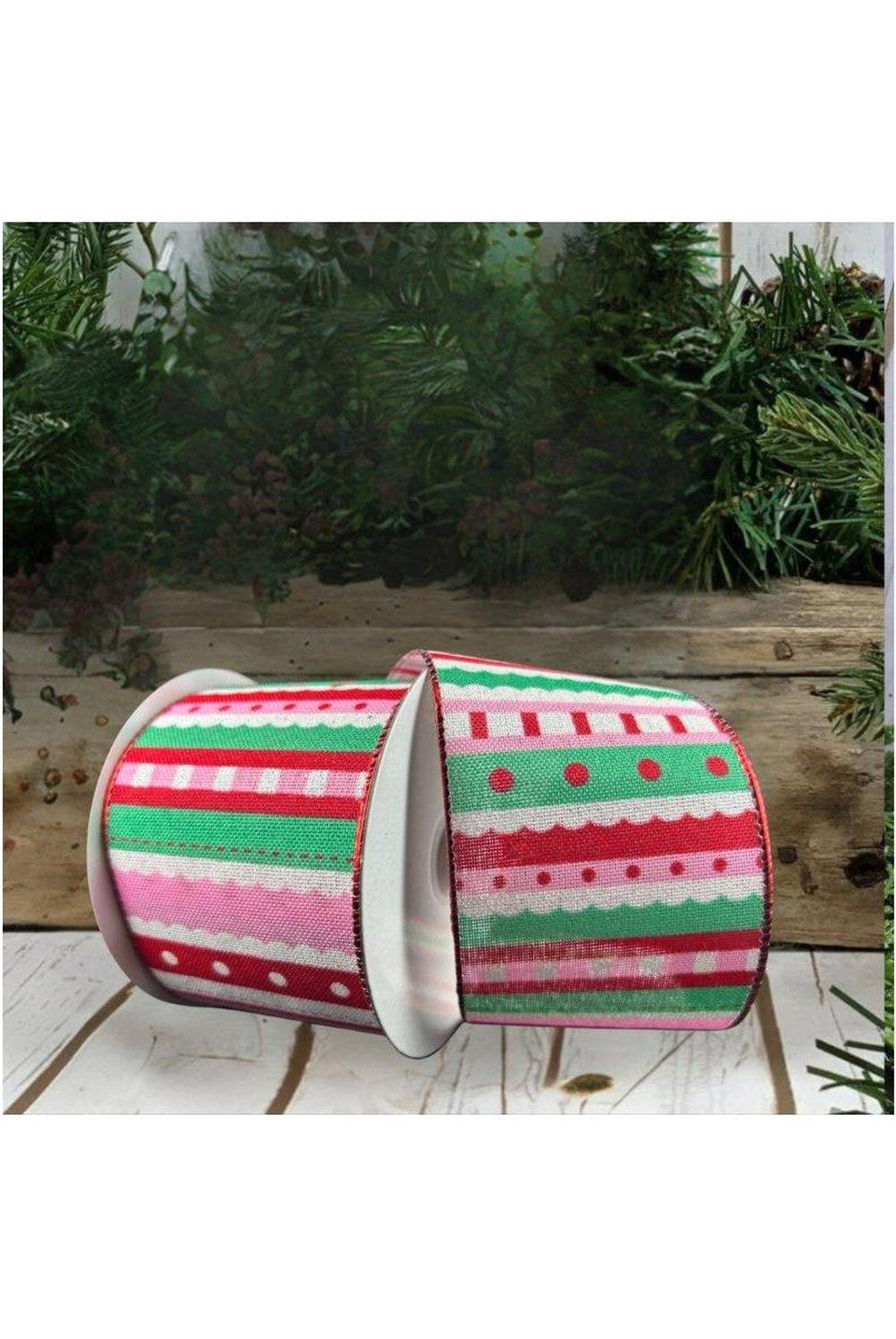 Shop For 2.5" Whimsy Stripe Ribbon: Red, Mint, Pink (10 Yards)