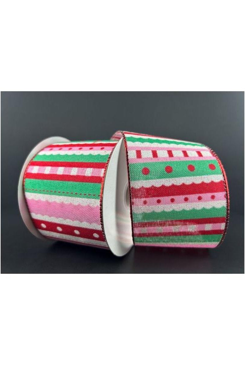 Shop For 2.5" Whimsy Stripe Ribbon: Red, Mint, Pink (10 Yards) at Michelle's aDOORable Creations