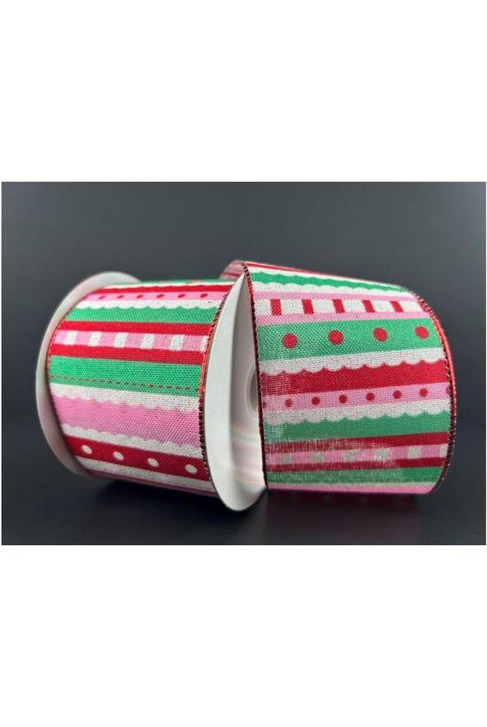 Shop For 2.5" Whimsy Stripe Ribbon: Red, Mint, Pink (10 Yards) at Michelle's aDOORable Creations