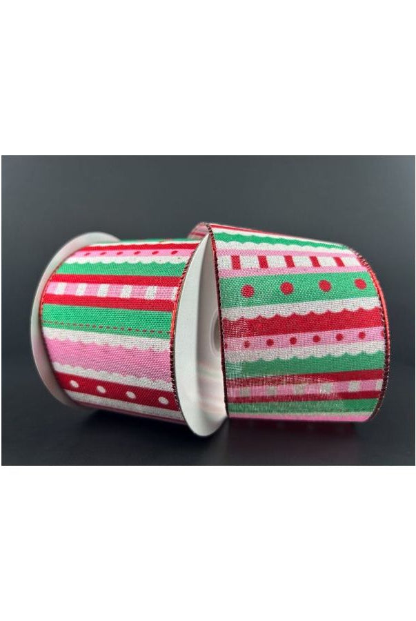 Shop For 2.5" Whimsy Stripe Ribbon: Red, Mint, Pink (10 Yards) at Michelle's aDOORable Creations