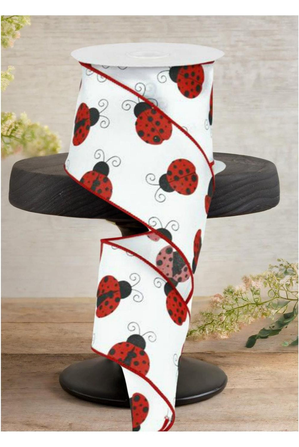 Shop For 2.5" White Satin Ladybug Ribbon (10 Yards)