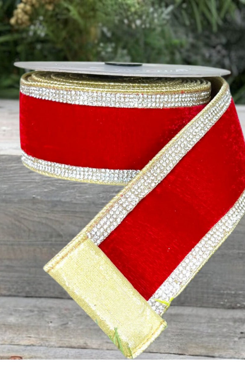 Shop For 2.5" Winter Diamonds Ribbon: Red (5 Yards) at Michelle's aDOORable Creations