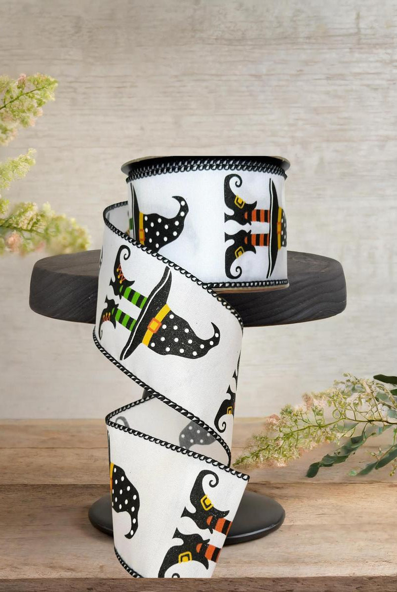 Shop For 2.5" Witch Hat and Boots Ribbon: White (10 Yards)