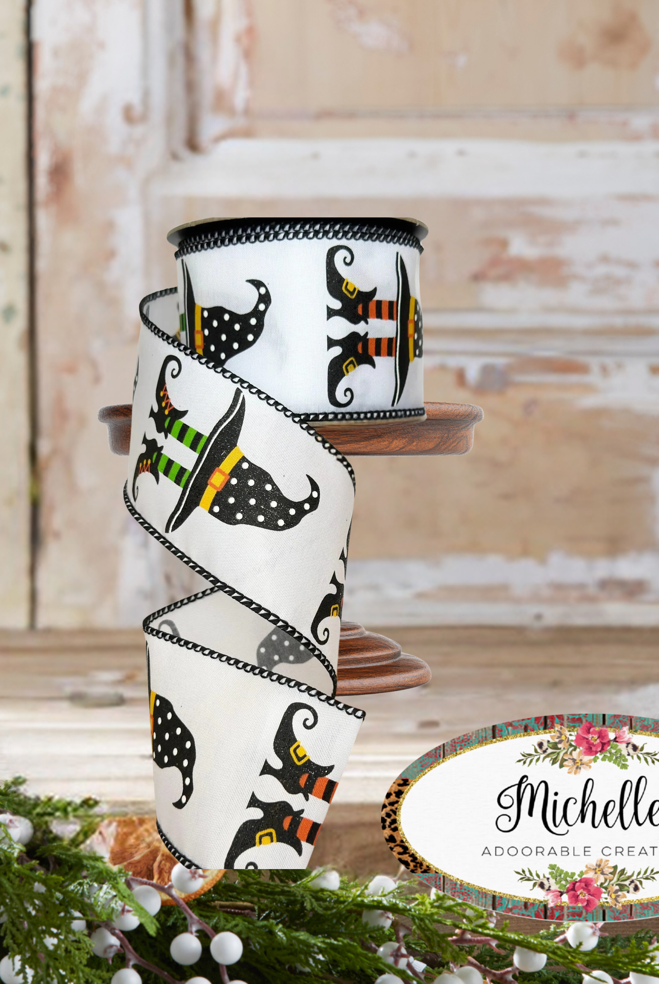 Shop For 2.5" Witch Hat and Boots Ribbon: White (10 Yards)