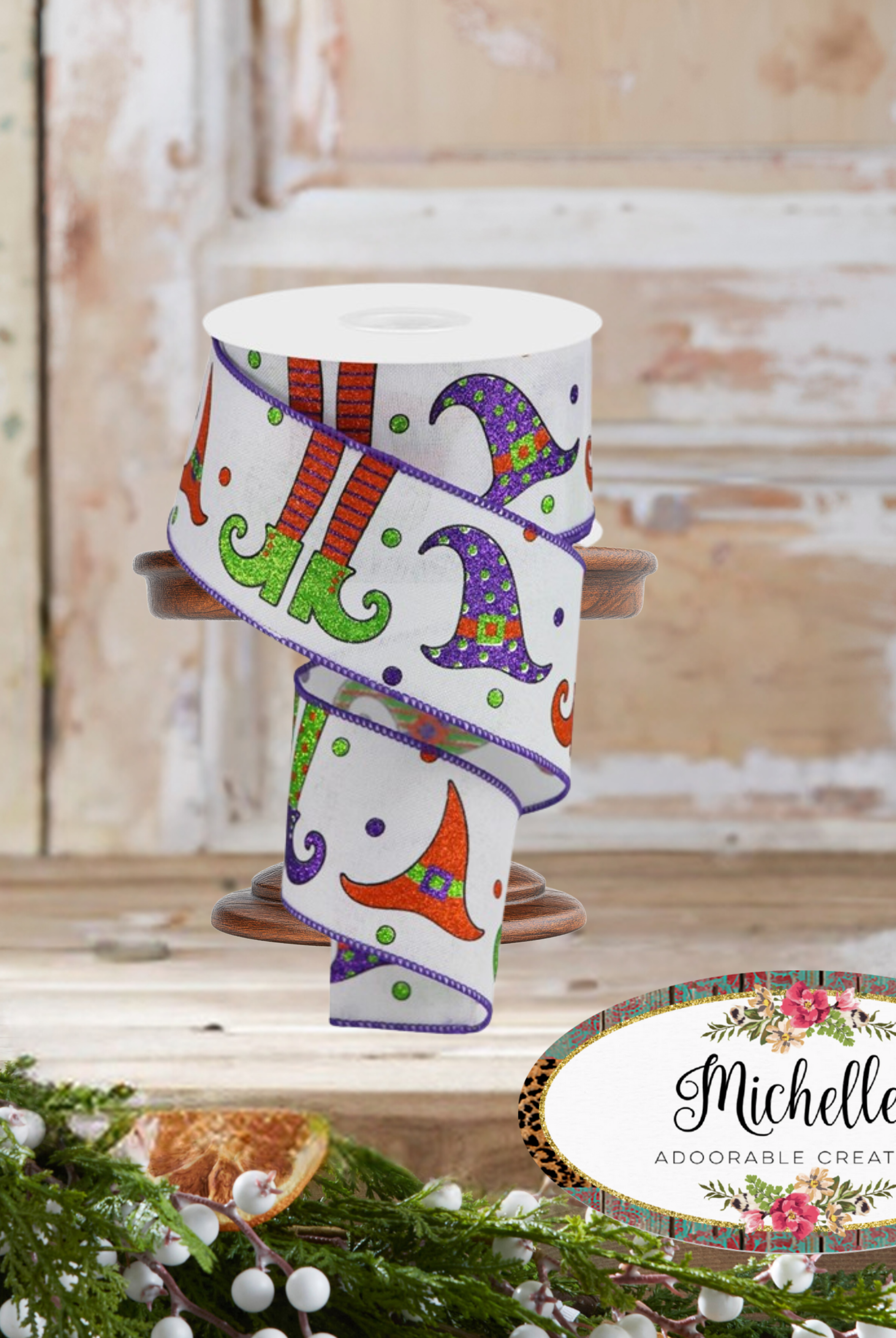 Shop For 2.5" Witch Hat and Legs Ribbon: White (10 Yards)