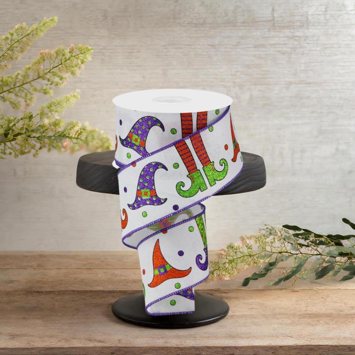 Shop For 2.5" Witch Hat and Legs Ribbon: White (10 Yards)