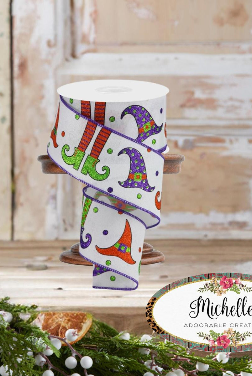 Shop For 2.5" Witch Hat and Legs Ribbon: White (10 Yards)