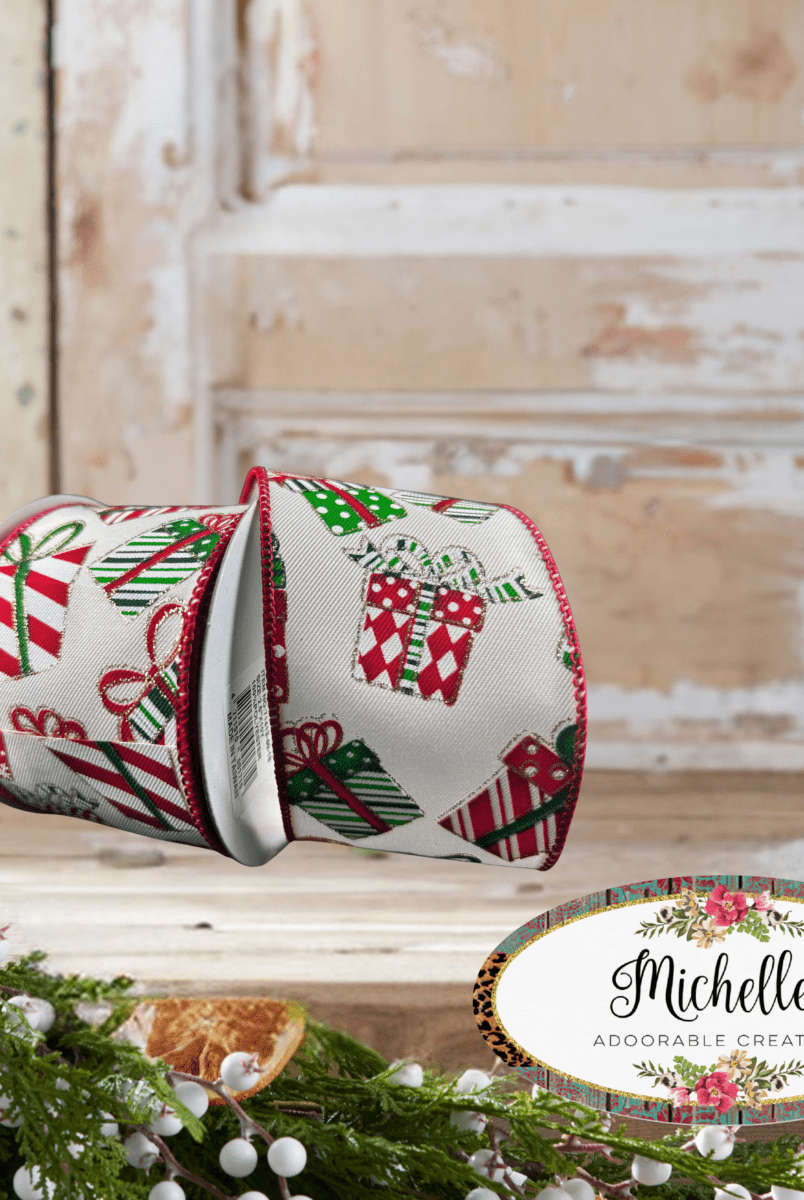 Shop For 2.5" Wrapped Gifts Ribbon: Red, Green, and White (10 Yards)
