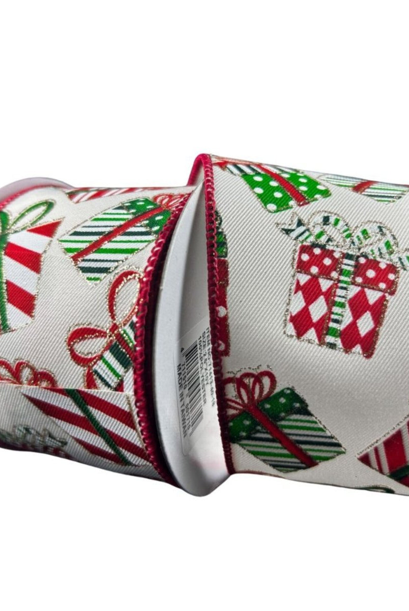 Shop For 2.5" Wrapped Gifts Ribbon: Red, Green, and White (10 Yards)