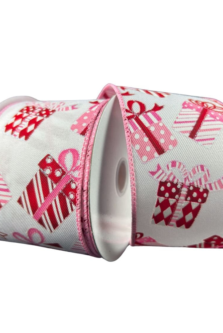 Shop For 2.5" Wrapped Gifts Ribbon: Red, Pink, and White (10 Yards) at Michelle's aDOORable Creations