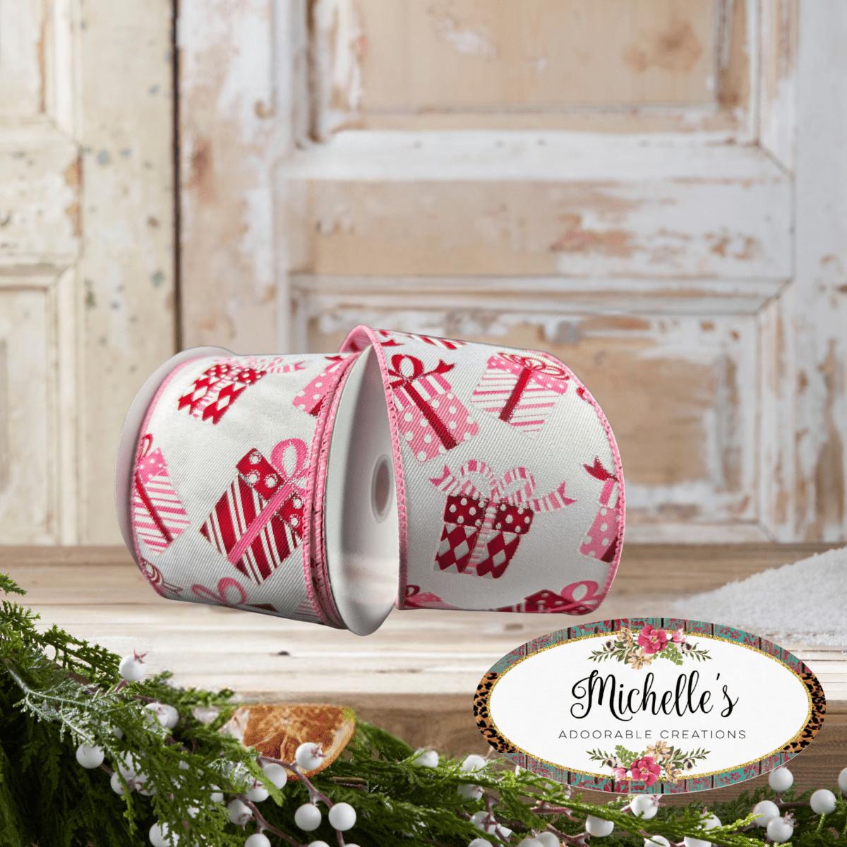 Shop For 2.5" Wrapped Gifts Ribbon: Red, Pink, and White (10 Yards)