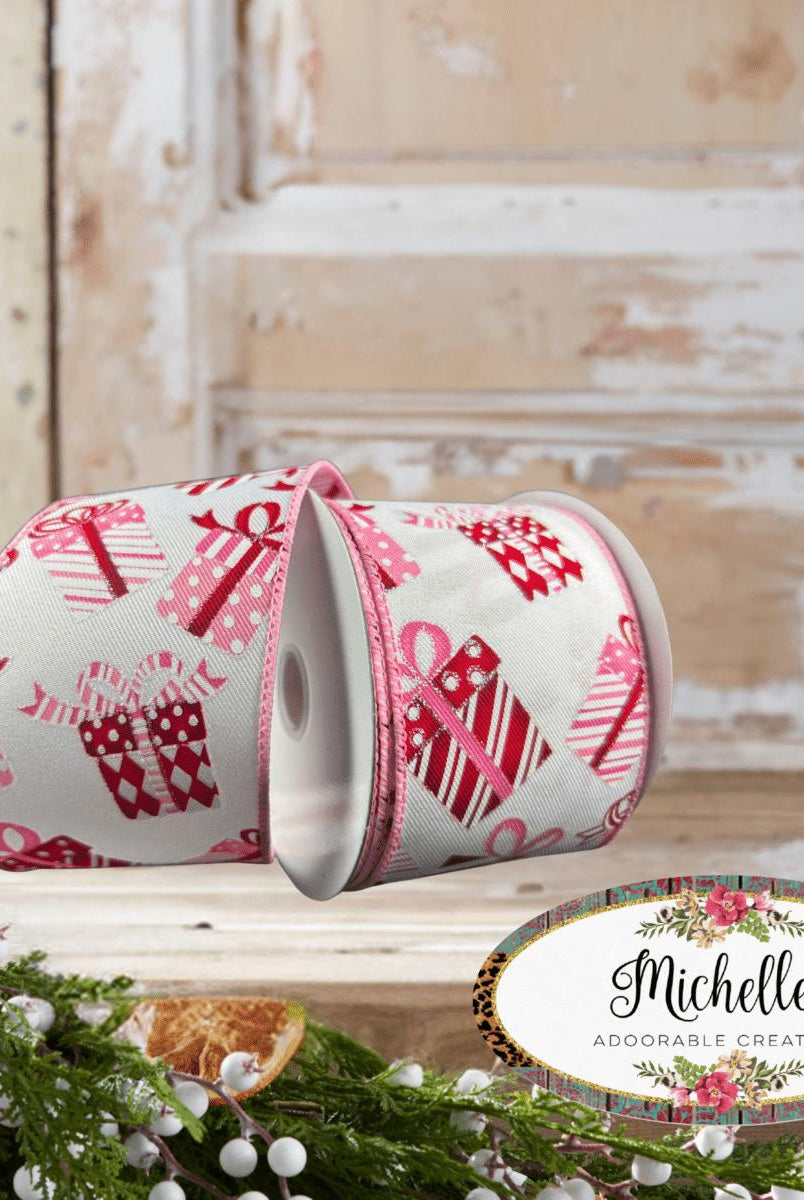 Shop For 2.5" Wrapped Gifts Ribbon: Red, Pink, and White (10 Yards)