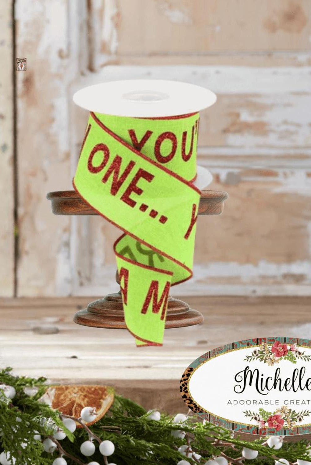 2.5" Your A Mean One Ribbon: Lime Green (10 Yards)