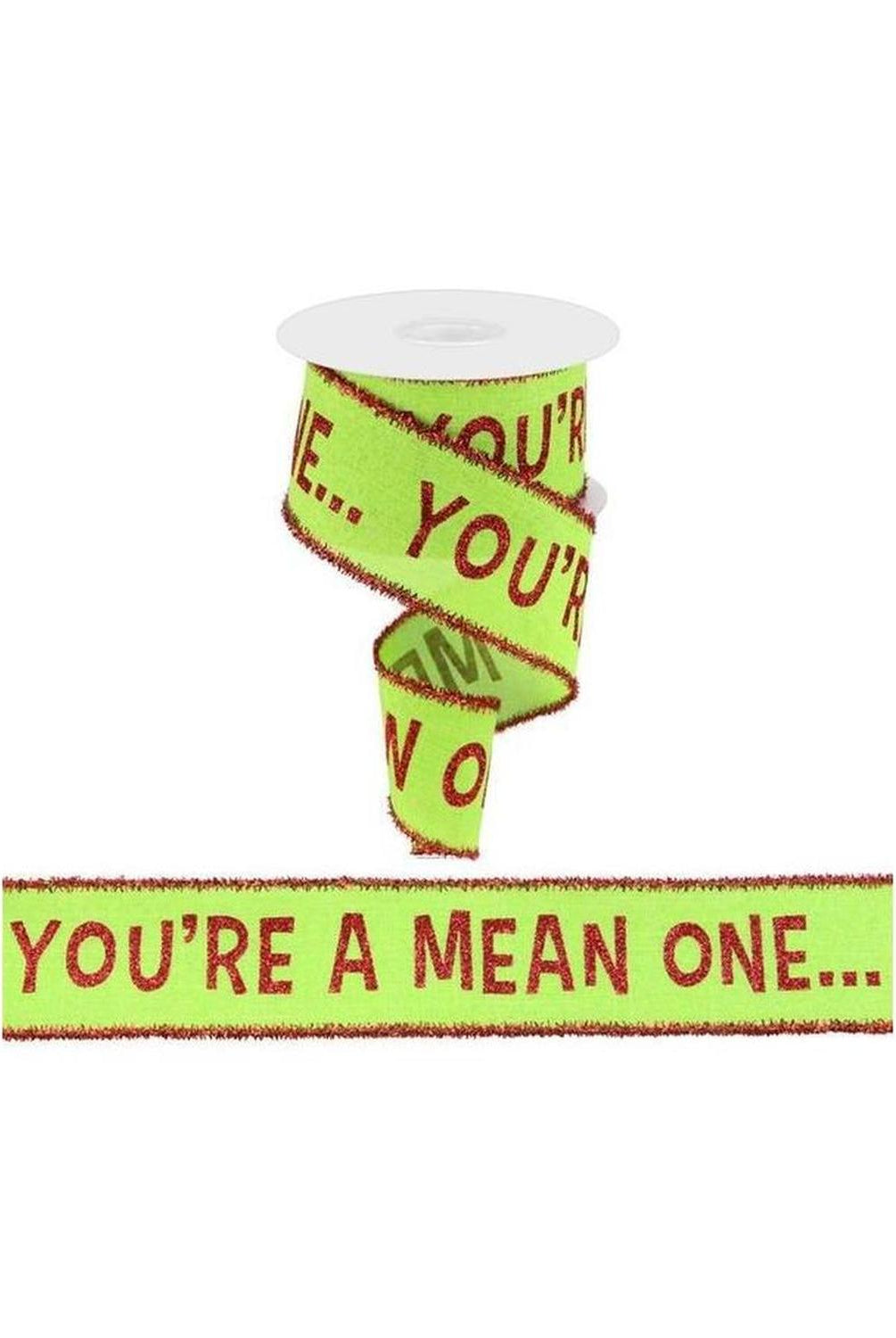 2.5" Your A Mean One Royal Tinsel Ribbon: Lime Green (10 Yards)