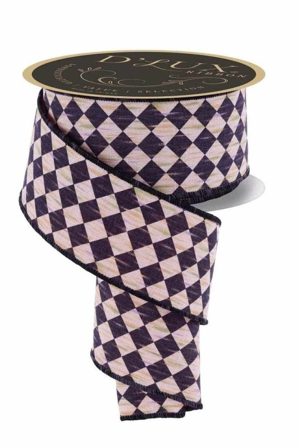2.5in Antique Diamond Fused Ribbon: Red (10 Yards)