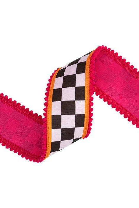 Shop For 2.5in Black and White Check Pom Pom Edging Ribbon (10 Yards)