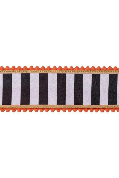 Shop For 2.5in Black and White Stripe Pom Pom Edging Ribbon (10 Yards)