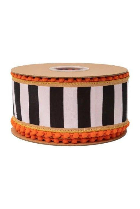 Shop For 2.5in Black and White Stripe Pom Pom Edging Ribbon (10 Yards)