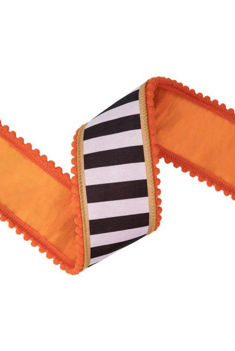 Shop For 2.5in Black and White Stripe Pom Pom Edging Ribbon (10 Yards)
