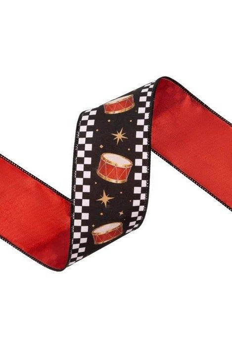 Shop For 2.5in Black White Check Edge Drum Ribbon (10 Yards)