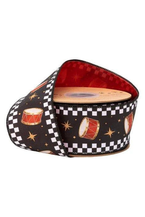 Shop For 2.5in Black White Check Edge Drum Ribbon (10 Yards)