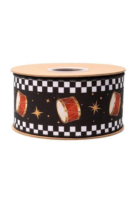 Shop For 2.5in Black White Check Edge Drum Ribbon (10 Yards)