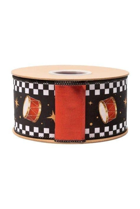 Shop For 2.5in Black White Check Edge Drum Ribbon (10 Yards)