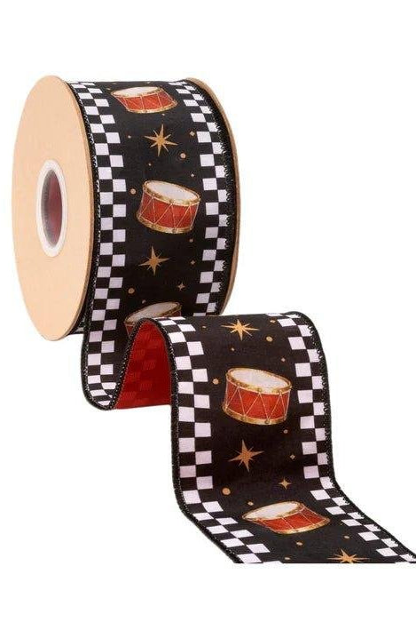 Shop For 2.5in Black White Check Edge Drum Ribbon (10 Yards)