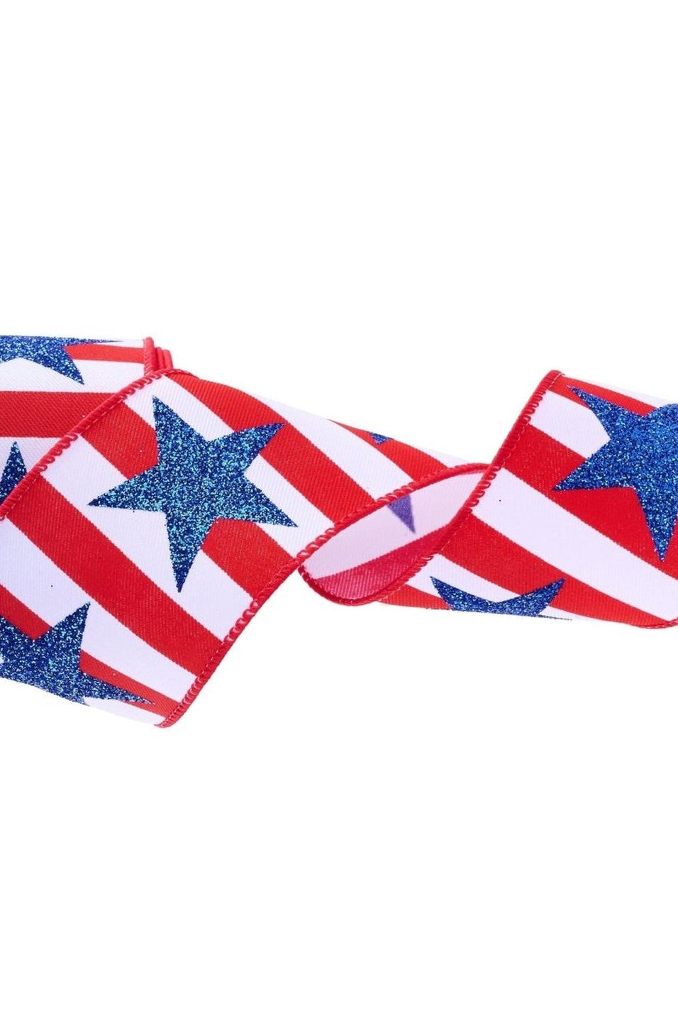 2.5in Bold Glitter Star Striped Ribbon: Patriotic (10 Yards)