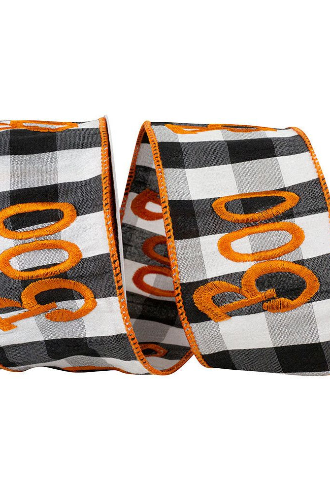 Shop For 2.5in Boo Embroidered Check Wired Ribbon (10 Yards)