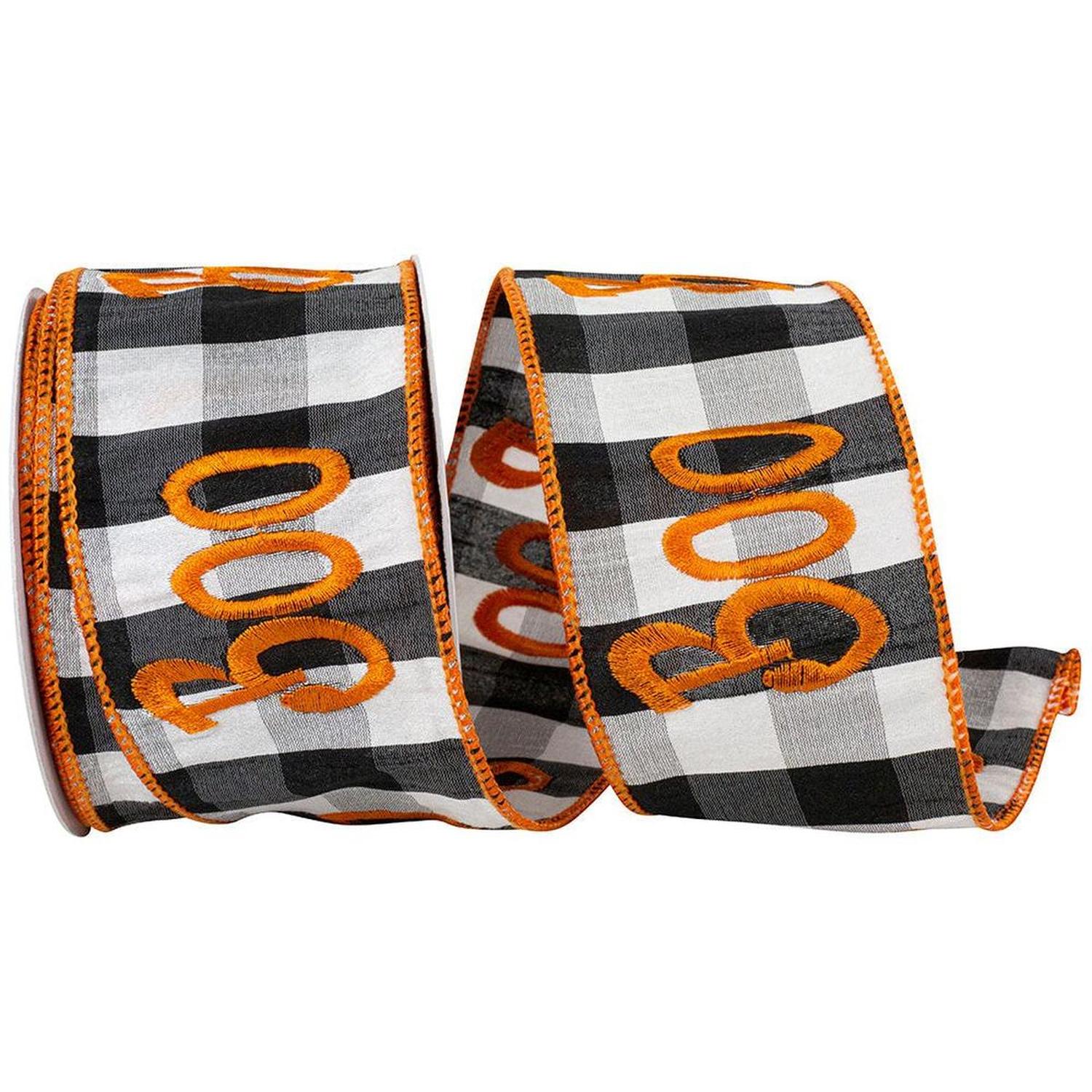 Shop For 2.5in Boo Embroidered Check Wired Ribbon (10 Yards)
