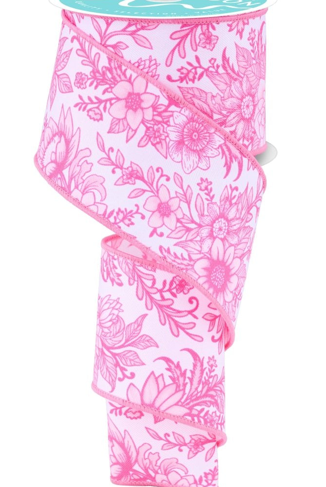 Shop For 2.5in Chinoiserie Floral Ribbon: Pink (10 Yards)