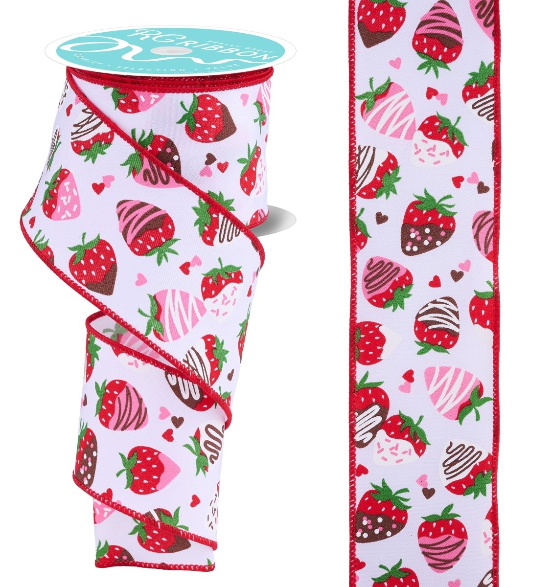 Shop For 2.5in Chocolate Covered Strawberries Ribbon: White (10 Yards)