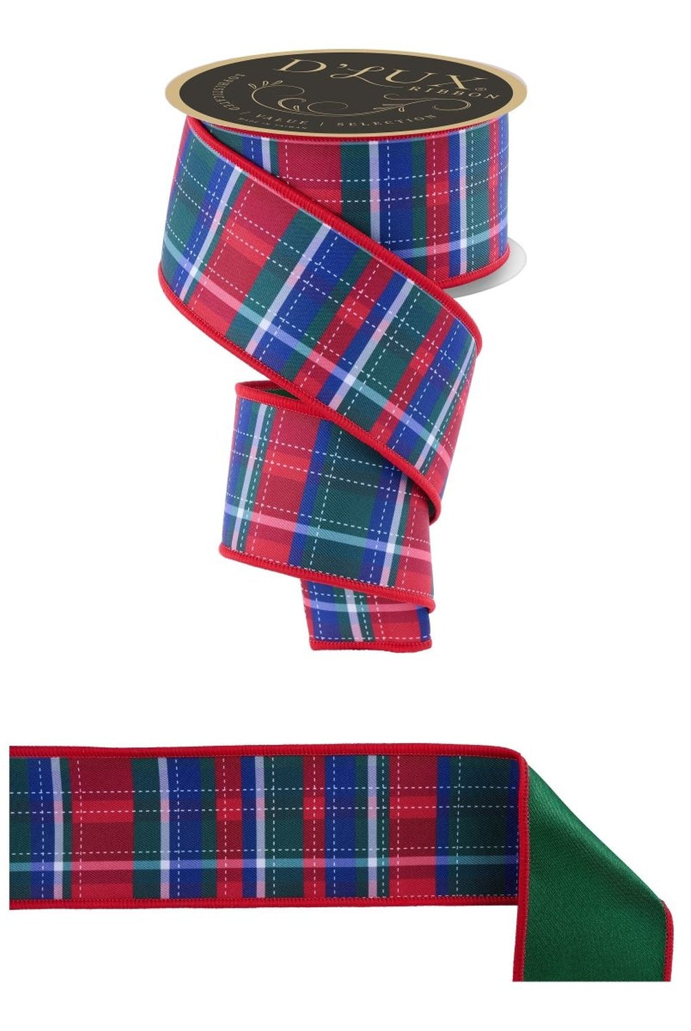 Shop For 2.5in Dashed Plaid Ribbon: Red/Green/Blue (10 Yards)