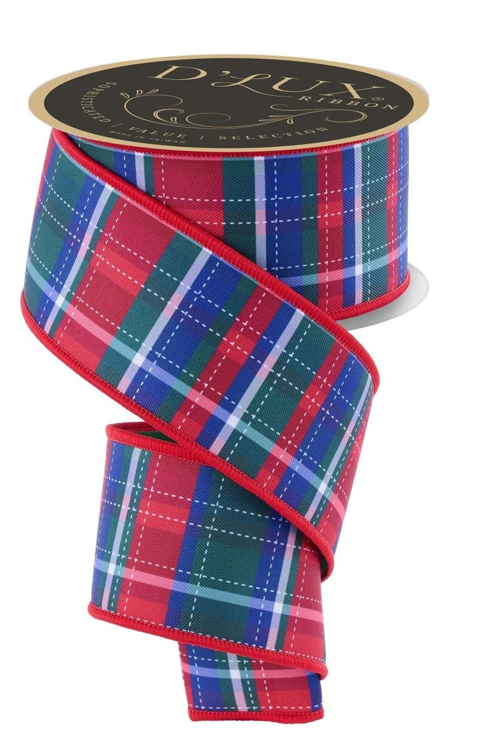 Shop For 2.5in Dashed Plaid Ribbon: Red/Green/Blue (10 Yards)