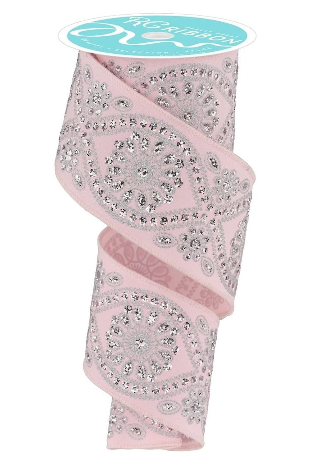 Shop For 2.5in Deluxe Wavy Floral Ribbon: Pale Pink (10 Yards)