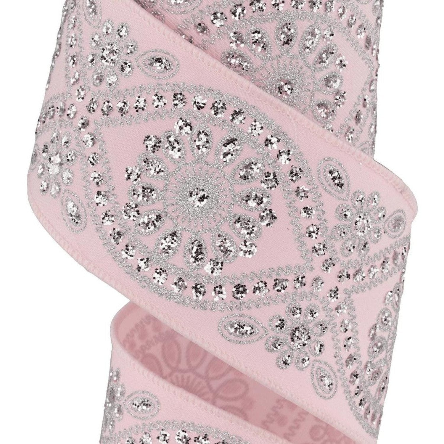 Shop For 2.5in Deluxe Wavy Floral Ribbon: Pale Pink (10 Yards)