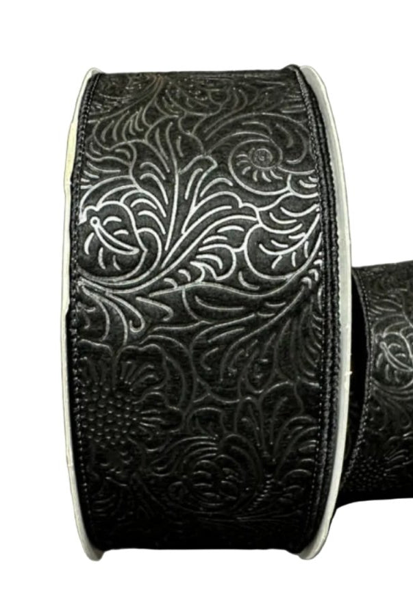 Shop For 2.5in Embossed Flower Breeze Ribbon: Black (10 Yards)