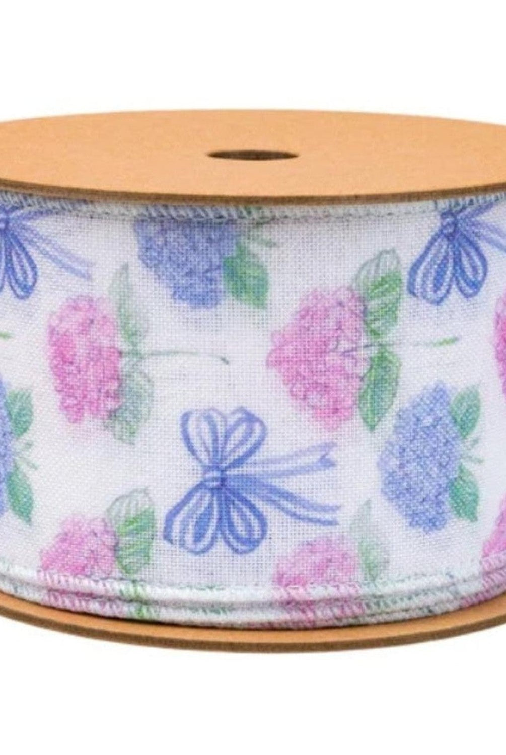 2.5in Florals and Bow Ribbon: Blue/White (10 Yards)