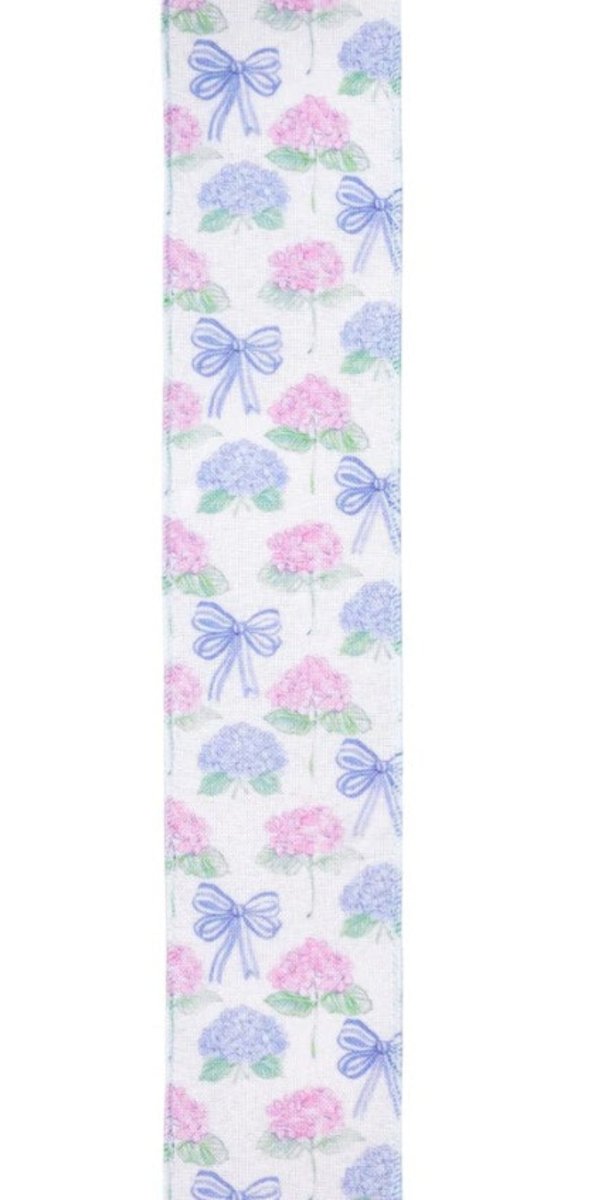 Shop For 2.5in Florals and Bow Ribbon: Blue/White (10 Yards)