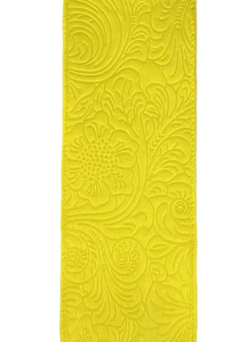 Shop For 2.5in Flower Embossed Ribbon: Daffodil Yellow (10 Yards)