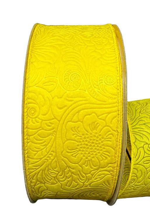 Shop For 2.5in Flower Embossed Ribbon: Daffodil Yellow (10 Yards)